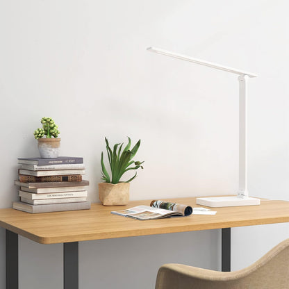Lepro Desk Lamp LED with USB Charging Port, Dimmable Table Lamp Eye Caring Home Office Reading Touch Control, 3 Color Modes, 5 Brightness Level, College Dorm Room Essentials, Sewing, Crafting, White