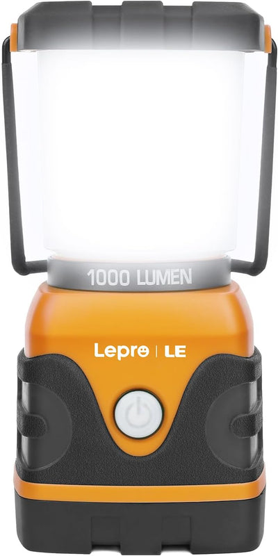 Lepro Outdoor LED Camping Lantern, 1000LM, Battery Powered, Dimmable Camping Lights, Waterproof Emergency Lights for Power Outages, Portable Tent Light Camping Lamp for Hiking, Fishing,Orange