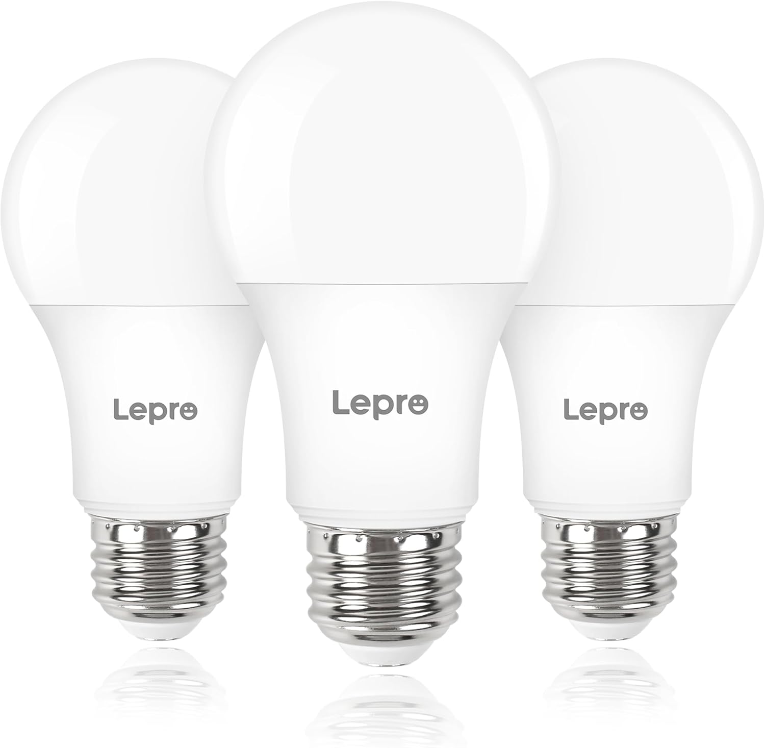 Lepro Dimmable LED Light Bulbs, LED Bulb 60W Equivalent, 5000K Daylight White, 9.5W 800LM A19 E26 Standard Medium Base, UL FCC Listed, 15000 Hour Lifetime, 3 Packs