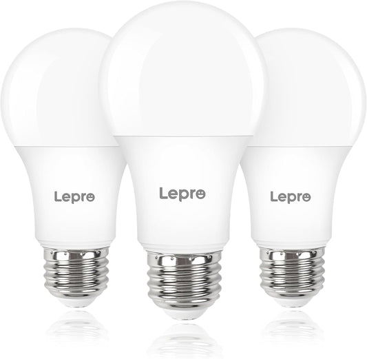 Lepro Dimmable LED Light Bulbs, LED Bulb 60W Equivalent, 2700K Warm White, 9.5W 800LM A19 E26 Standard Medium Base, UL FCC Listed, 15000 Hour Lifetime, 3 Packs