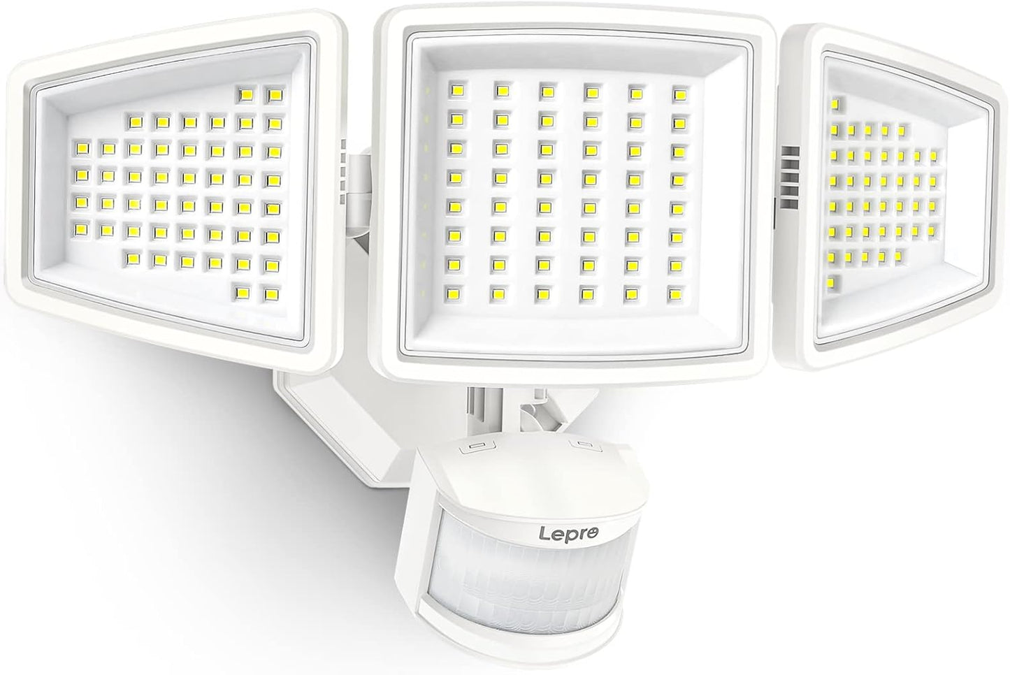 Lepro LED Security Lights, Outdoor Motion Sensor Light, Flood Lights with 3 Adjustable Heads, 270deg Wide Lighting Angle, 27W 3200LM Super Bright, IP65 Waterproof for Yard Porch Garage, White