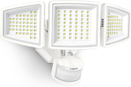 Lepro LED Security Lights, Outdoor Motion Sensor Light, Flood Lights with 3 Adjustable Heads, 270deg Wide Lighting Angle, 27W 3200LM Super Bright, IP65 Waterproof for Yard Porch Garage, White