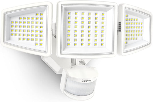 Lepro LED Security Lights, Outdoor Motion Sensor Light, Flood Lights with 3 Adjustable Heads, 270deg Wide Lighting Angle, 27W 3200LM Super Bright, IP65 Waterproof for Yard Porch Garage, White