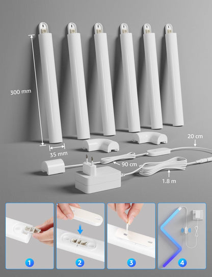 Lepro WL1 AI Glide RGBIC Smart Wall Light, LLM Wall Light, Work with Alexa/Google Assistant, Multicolor Segmented Control, LED Light for Gaming, TV LED Backlight, Smart LED Lights, 6 Pcs+2 Corners