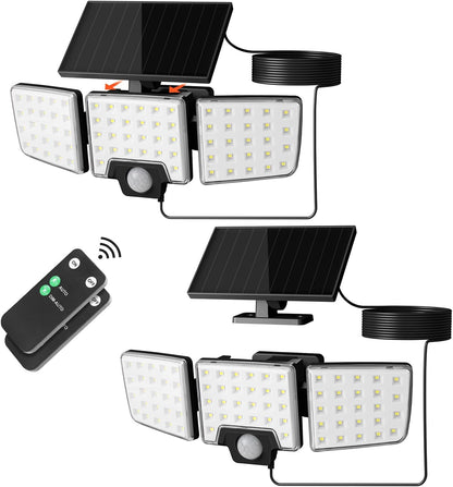 Lepro Solar Motion Sensor Light Outdoor, 1000LM 6500K Bright Solar Lights Outdoor, Separate Solar Panel, 2 Modes, Remote Control, IP65 Waterproof, Motion Light Outdoor for Garden, Yard, Garage 2 Pack