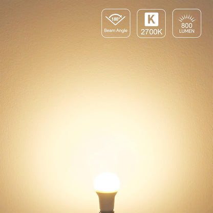 Lepro LED Light Bulbs 60 Watt Equivalent, 9W 800 Lumens Non-Dimmable, Warm White 2700K, A19 E26 Standard Medium Base, 10000 Hour Lifetime 10 Count (Pack of 1)