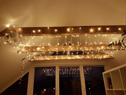 LE 306 LED Curtain Lights, 9.8 x 9.8 ft Fairy String Lights for Bedroom Wall Wedding Backdrop Patio Party Garden, 8 Lighting Modes, Plug in Indoor Outdoor Decorative Window Twinkle Christmas Lights, Warm White