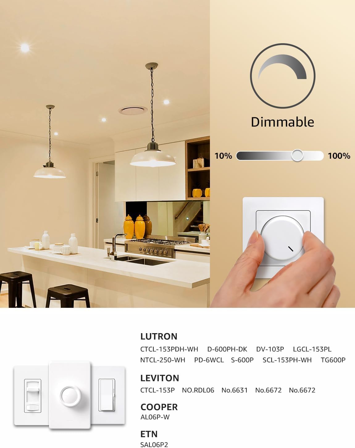 Lepro dimmable LED light bulbs, 60W equivalent, warm white 2700K, A19 E26 base, 3-pack, energy-efficient with UL FCC listing