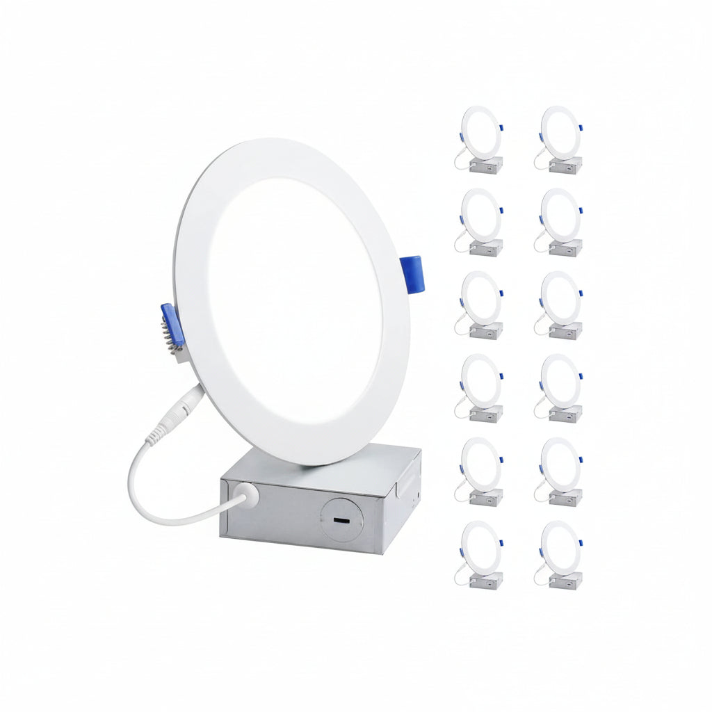 Lepro LED Pot Lights 4 Inch, 10W Dimmable Slim Recessed Lights with Junction Box, 750LM 5000K LED Ceiling Downlight for Kitchen Livingroom Bedroom, Energy Star Certified, 12 Pack