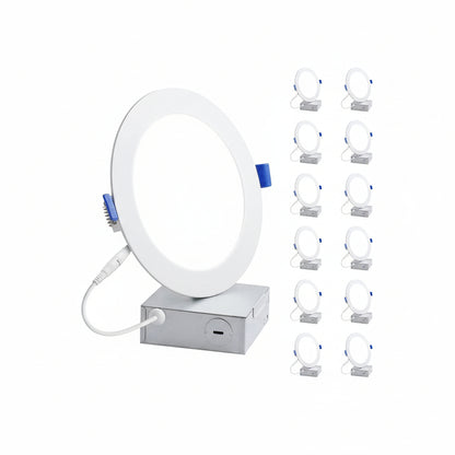 Lepro LED Pot Lights 4 Inch, 10W Dimmable Slim Recessed Lights with Junction Box, 750LM 5000K LED Ceiling Downlight for Kitchen Livingroom Bedroom, Energy Star Certified, 12 Pack