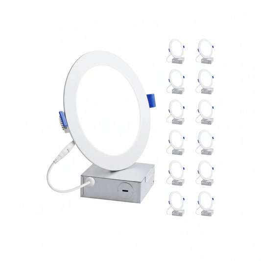 Lepro LED Pot Lights 4 Inch, 10W Dimmable Slim Recessed Lights with Junction Box, 750LM 5000K LED Ceiling Downlight for Kitchen Livingroom Bedroom, Energy Star Certified, 12 Pack