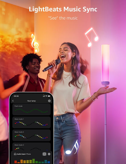 Lepro O1 AI Floor Lamp, RGBICWW 2300 Lumens Smart Lamp, Alexa/Google Assistant Enabled Corner Floor Lamp, WiFi APP Control, Music Sync, DIY Mode, RGB Modern Cylinder Floor Lamp for Living Room,Bedroom