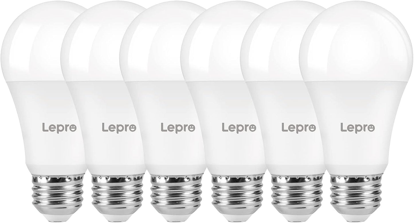 Lepro Dimmable LED Light Bulbs, 100 Watt Equivalent, 14W 1500 Lumens Soft Warm White 2700K LED Bulbs, A19 E26 Standard Base Light Bulb, UL FCC Listed, 15000 Hour Lifetime, 6 Packs