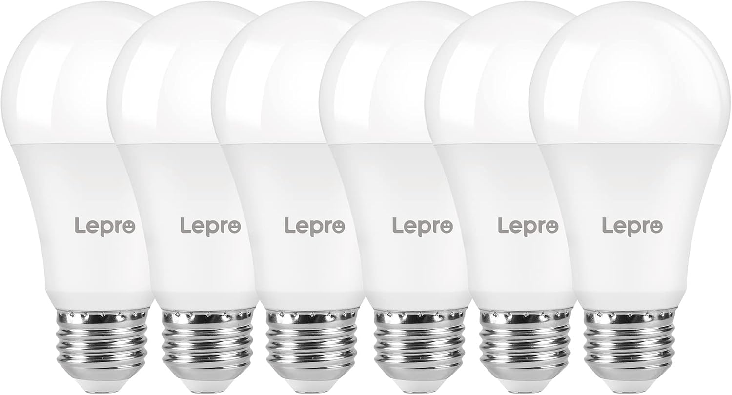Lepro Dimmable LED Light Bulbs, 100 Watt Equivalent, 14W 1500 Lumens Soft Warm White 2700K LED Bulbs, A19 E26 Standard Base Light Bulb, UL FCC Listed, 15000 Hour Lifetime, 6 Packs