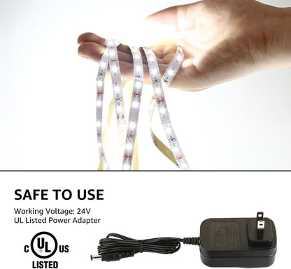 Lepro LED Strip Light, 32.8ft Dimmable Vanity Lights, 6000K Super Bright LED Tape Lights, 600 LEDs SMD 2835, Strong 3M Adhesive, Suitable for Home, Kitchen, Under Cabinet, Bedroom, Daylight White