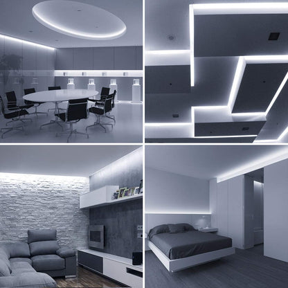 16.4ft 12V Dimmable LED Strip Lights, 6000K Daylight White, 300 Units 2835SMD LEDTape Light for Home, Kitchen, Bedroom, Car and More, Non Waterproof, Power Adapter Included
