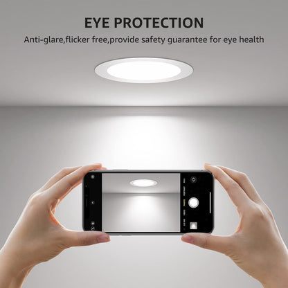 Lepro LED Pot Lights 4 Inch, 10W Dimmable Slim Recessed Lights with Junction Box, 750LM 5000K LED Ceiling Downlight for Kitchen Livingroom Bedroom, Energy Star Certified, 12 Pack