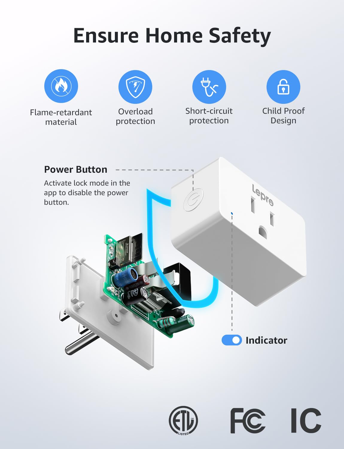 Lepro Smart Plug Mini 15A, Smart Home Wi-Fi Outlet Works with Alexa & Google Home, Schedule & Timer, Group Control, 2.4GHz WiFi Only, No Hub Required, ETL & FCC Certified, 4 Packs