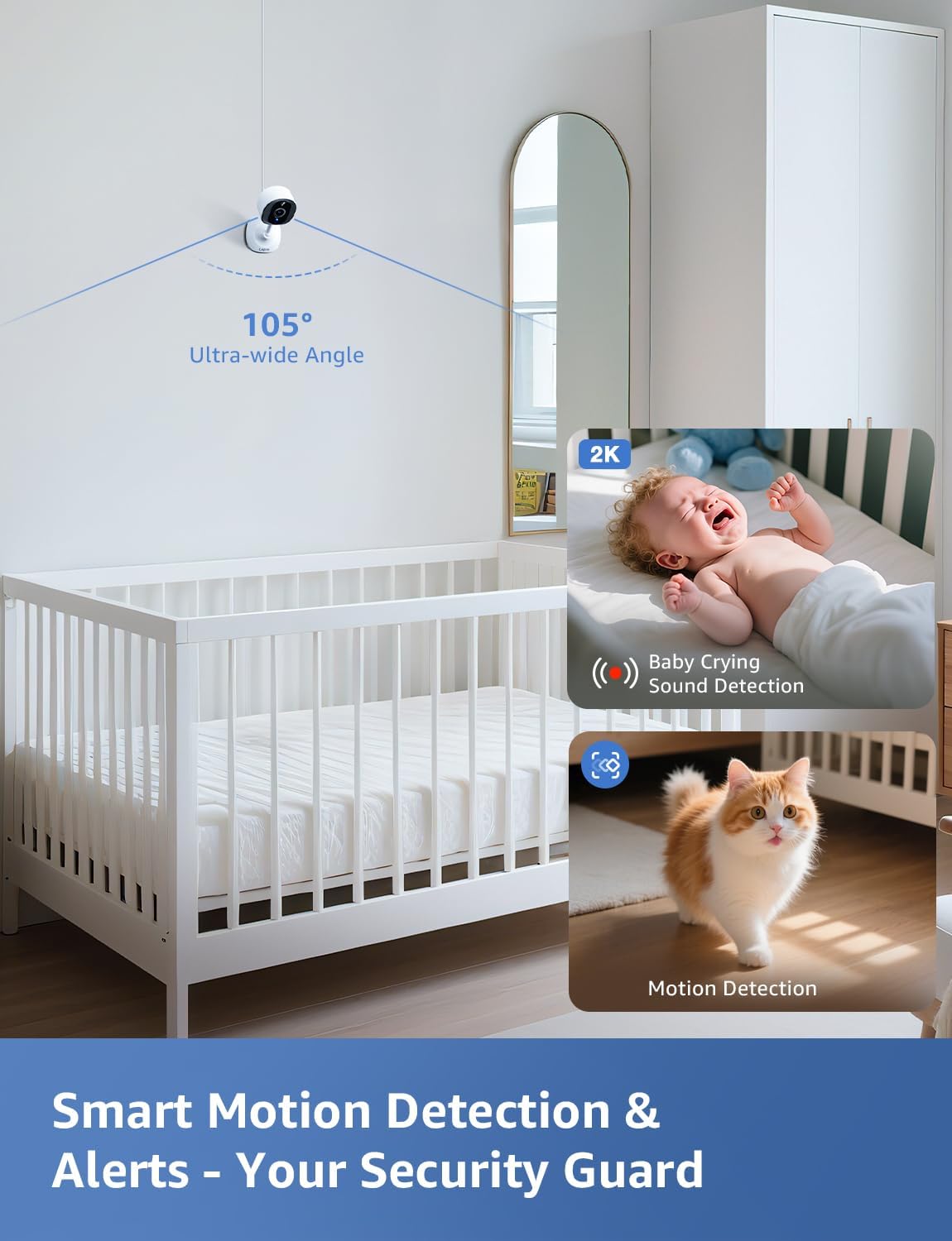 Lepro 2K indoor/outdoor security camera with full color night vision, 2-way audio, and smart features for home monitoring.