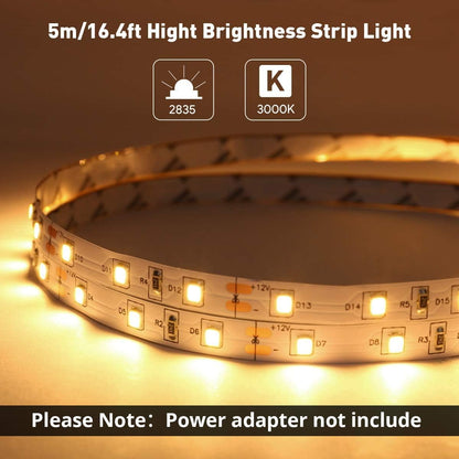 LE LED Light Strip, 32.8ft 600LEDs 2835SMD, Flexible LED Strip, 12V DC Non-Waterproof, for DIY Home Kitchen Car Bar Party Decoration, Power Adapter Not Included, Warm White (16.4ft*2)