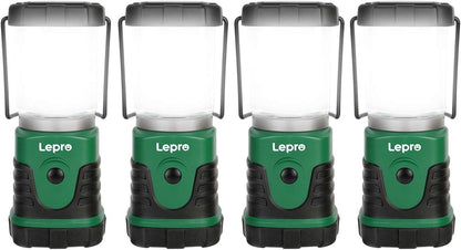 Lepro Portable LED Camping Lantern, 350LM Bright Camping Light with 4 Lighting Modes Battery Powered Camping Lamp for Outdoor, Car Camping, Tent, Power Outage, Emergency, 4-Pack