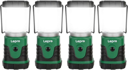 Lepro Portable LED Camping Lantern, 350LM Bright Camping Light with 4 Lighting Modes Battery Powered Camping Lamp for Outdoor, Car Camping, Tent, Power Outage, Emergency, 4-Pack
