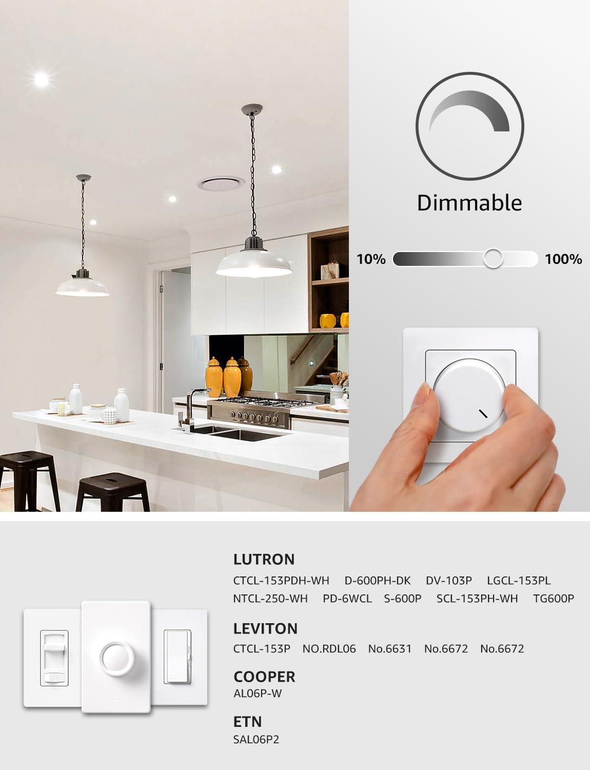 Lepro Dimmable LED Light Bulbs, 60W Equivalent LED Bulb, 5000K Daylight White, 9.5W 800LM A19 E26 Standard Medium Base, UL FCC Listed, 15000 Hour Lifetime, 6 Packs