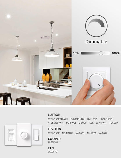 Lepro Dimmable LED Light Bulbs, 60W Equivalent LED Bulb, 5000K Daylight White, 9.5W 800LM A19 E26 Standard Medium Base, UL FCC Listed, 15000 Hour Lifetime, 6 Packs