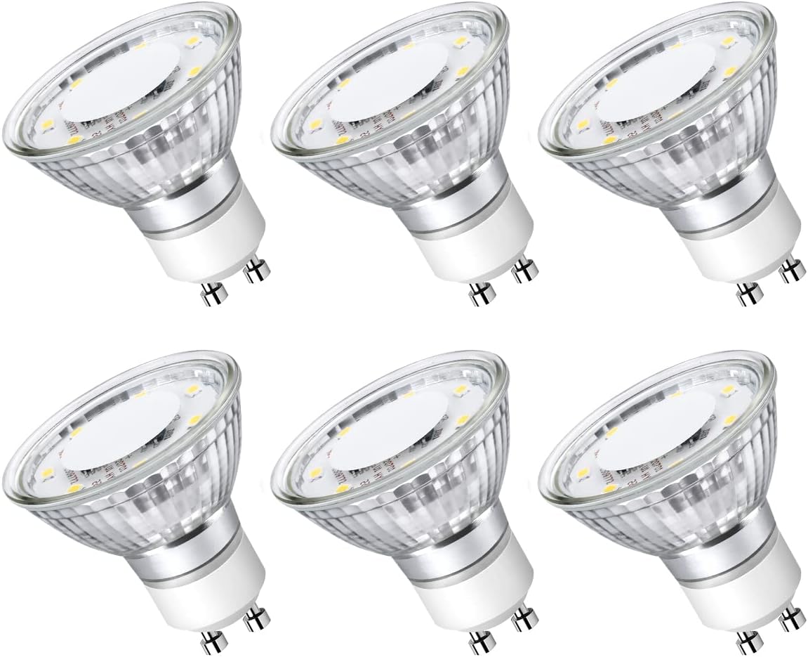 LE GU10 LED Bulbs, 5000K Daylight White GU10 Bulb 50W Equivalent Non-Dimmable, 4W PAR16 LED Spotlight Bulb for Track Lighting, 350lm Light Bulbs for Kitchen, Range Hood, Living Room, Bedroom, 6 Packs