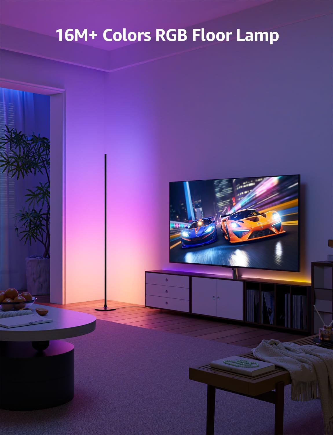 Lepro OE1 AI Floor Lamps, Smart Corner Floor Lamp Alexa Google Compatible, Color Changing Led Standing Lamp, Music Sync, DIY Modes, 1000LM, Modern Stand Light for Living Room, Bedroom, 2.4G WiFi Only