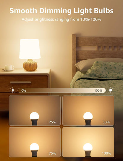 Lepro dimmable LED light bulbs, 60W equivalent, warm white 2700K, A19 E26 base, 3-pack, energy-efficient with 15000-hour lifespan