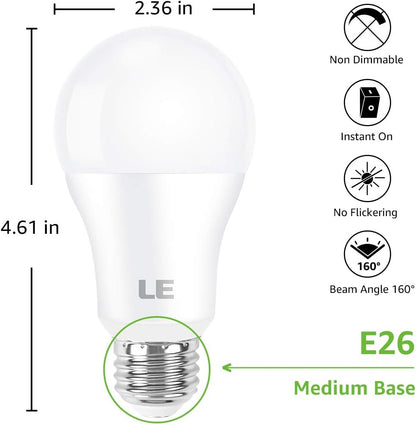 LE LED Light Bulbs, 100W Equivalent, 14W 1500lm 2700K Warm White LED Bulb, Non-dimmable Light Bulb, A19 E26 Standard Base, 10000 Hour Lifetime, 3 Packs