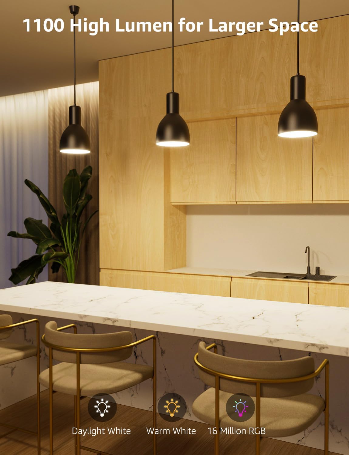 Lepro B2 AI Smart Light Bulbs, 1100LM WiFi & Bluetooth RGBWW Color Changing Light Bulb, Works with Alexa & Google Assistant, AI Voice Control, Music Sync, Via Lepro App, A19 75W Smart Bulbs, 2 Pack