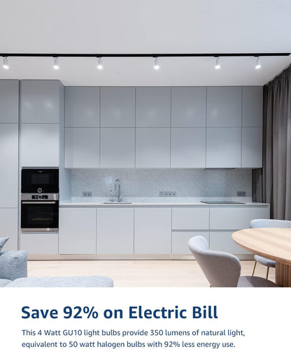 LE GU10 LED Bulbs, 5000K Daylight White GU10 Bulb 50W Equivalent Non-Dimmable, 4W PAR16 LED Spotlight Bulb for Track Lighting, 350lm Light Bulbs for Kitchen, Range Hood, Living Room, Bedroom, 6 Packs