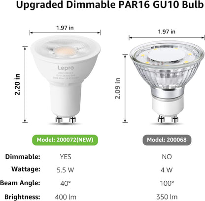 Lepro GU10 LED Bulbs, 5.5W Dimmable LED GU10 Bulb 50W Halogen Bulbs Equivalent, 400lm PAR16 LED Spotlight Bulb, 5000K Daylight White, 6 Packs