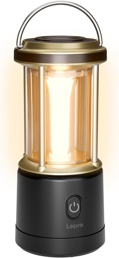 Lepro 1100LM Battery Powered LED Camping Lantern, Waterproof Tent Light with 4 Light Modes, Camping Essentials, Lantern Flashlight for Camping, Emergency Light, Power Outage, Not Rechargeable