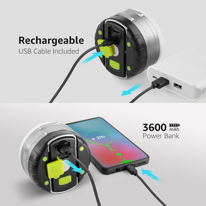 LE USB Rechargeable LED Camping Lantern, 280lm Outdoor Portable Tent Light with Magnet, 3000mAh Power Bank, 3 Lighting Modes, Waterproof Emergency Mini Camp Lantern Light