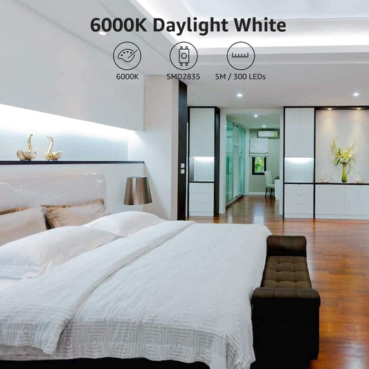 Lepro LED light strip, 16.4ft warm white 300 LEDs flexible indoor lighting for home, kitchen, or party decoration.