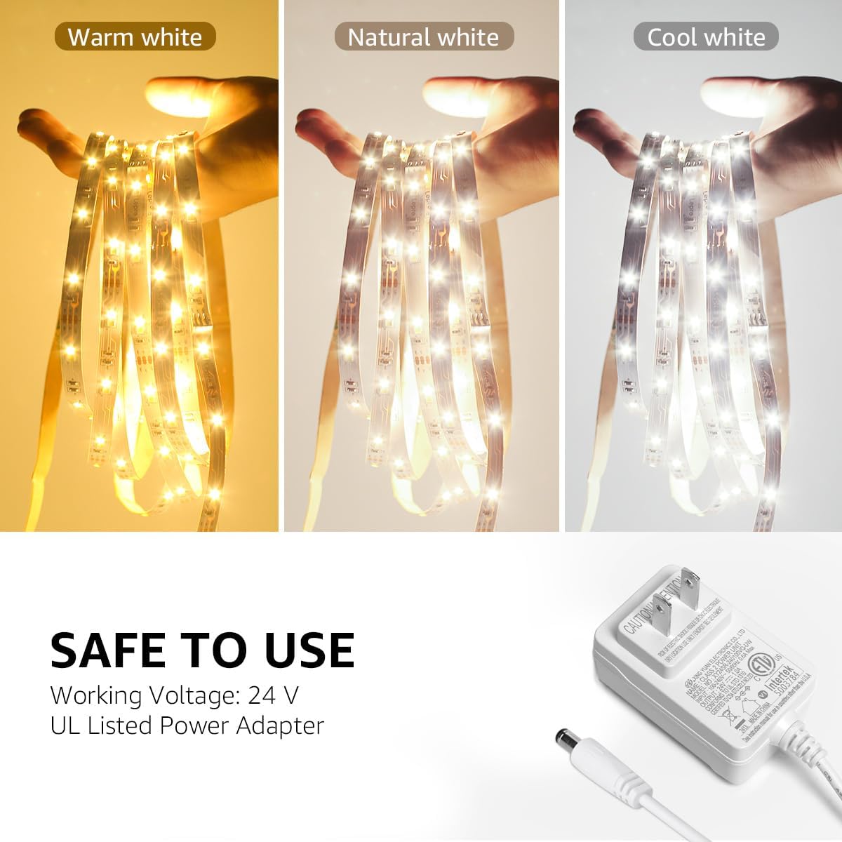 32.8ft 3000K-6000K Tunable White LED Strip Lights, Dimmable Super Bright LED Tape Lights with 600 SMD 2835 LEDs for Living Room, Kitchen, Bedroom, Dining Room