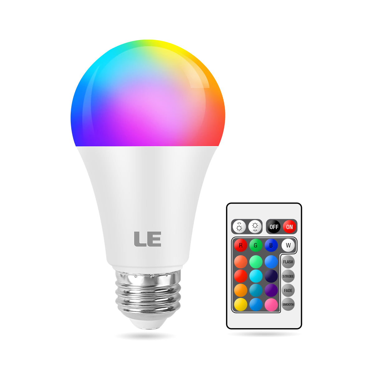 Lepro RGB LED Light Bulb, A19 E26 9W RGBW Color Changing Light Bulbs with Remote Control 60W Equivalent, Memory Function Dimmable LED Bulb for Home Decor, Stage, Party, 4 Packs