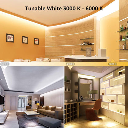 16.4ft Dimmable LED Strip Lights, 3000-6000K Tunable White,300 LEDs SMD 2835 LED Tape Light for Bedroom Home Kitchen, Non-Waterproof