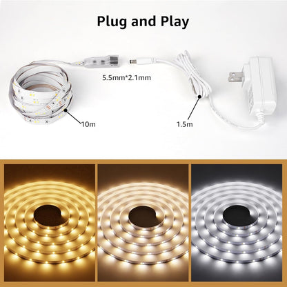 32.8ft 3000K-6000K Tunable White LED Strip Lights, Dimmable Super Bright LED Tape Lights with 600 SMD 2835 LEDs for Living Room, Kitchen, Bedroom, Dining Room