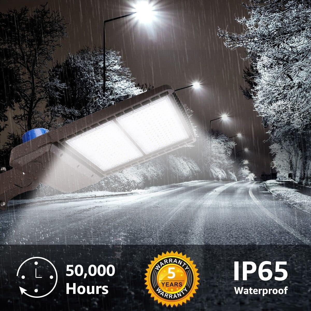 39,000 Lumens 300W LED Street Light with Photocell for Parking Lots, Driveways, Streets. Dusk to Dawn Type III LED Parking Lot Light, 1000W MH Equivalent. DLC/UL Listed