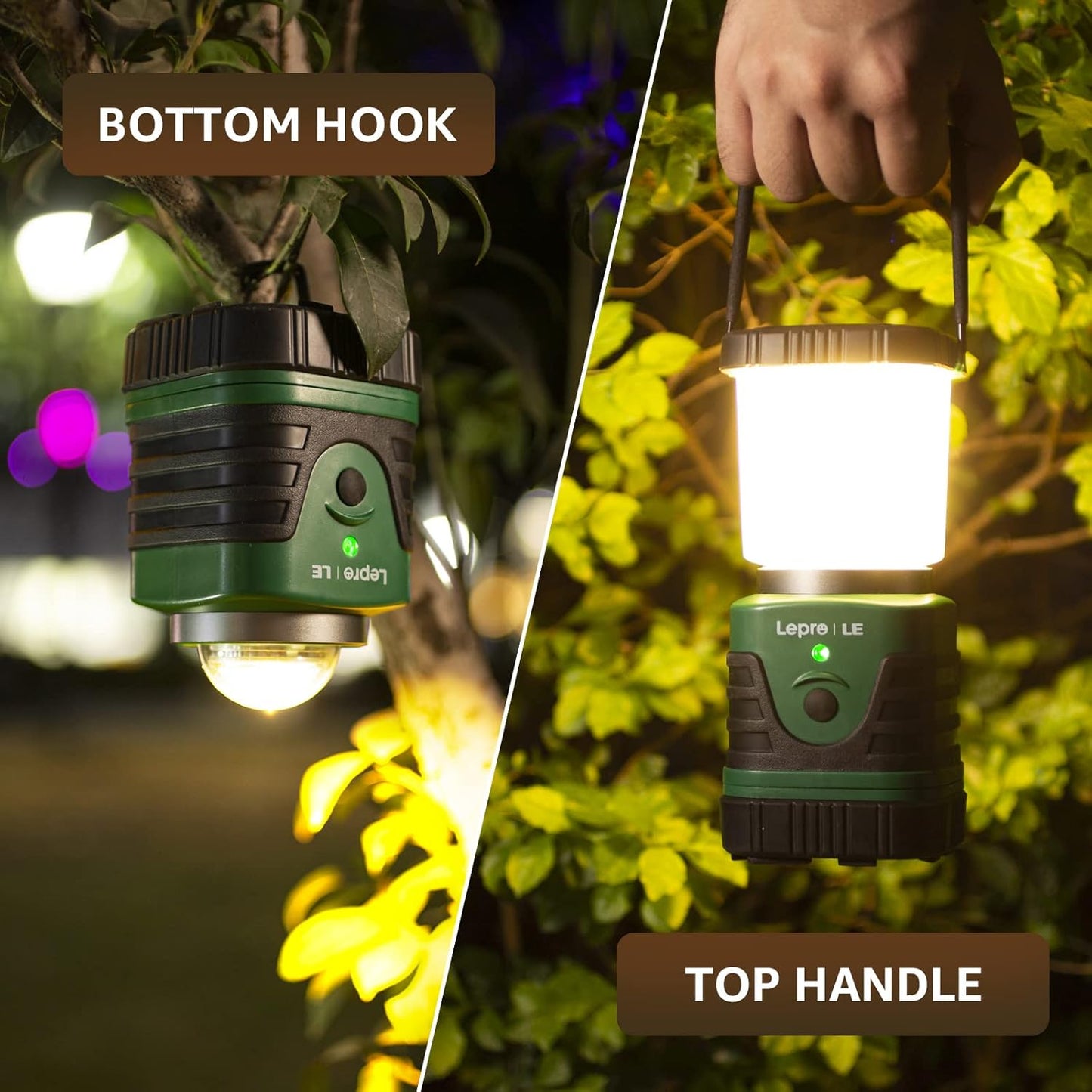 Lepro 1000lm LED Camping Lantern, 4 Light Modes, 4400mAh Power Bank, IP44 Waterproof, Lantern Flashlight for Home, Garden, Hiking, Camping, Emergencies, Hurricanes, Outages, USB Cable Included