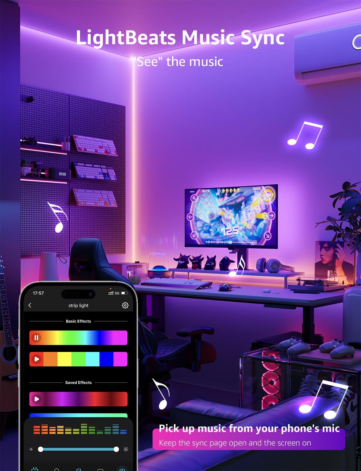Lepro SE1 AI Led Strip Lights,WiFi RGB LED Lights, Work with Alexa & Google Led Lights Strip for Bedroom, Segmented DIY LLM Led Light Strips, Music Sync Bluetooth LED Lights for Room, Kitchen