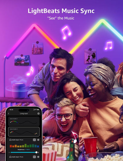 Lepro WL1 AI Glide RGBIC Smart Wall Light, LLM Wall Light, Work with Alexa/Google Assistant, Multicolor Segmented Control, LED Light for Gaming, TV LED Backlight, Smart LED Lights, 6 Pcs+2 Corners