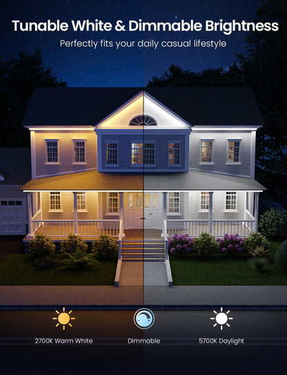 Lepro SW1 AI RGBICW Outdoor LED Strip Lights, Waterproof LED Lights, Work with Alexa and Google Assistant, Personalized AI Lighting Designer, Music Sync Outdoor Lights for Eave, Balcony, Pool