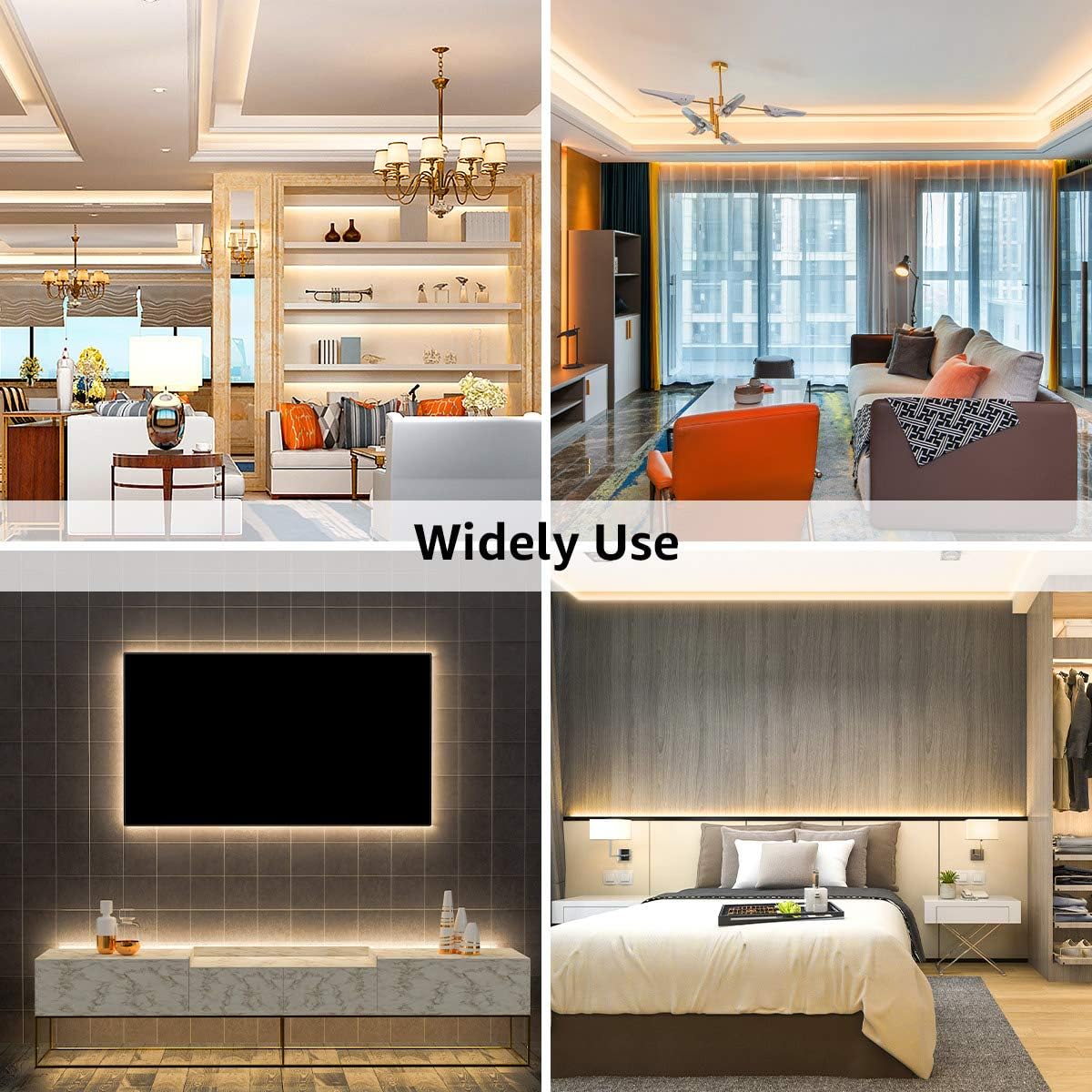 Lepro LED Strip Lights, 32.8ft 24V Dimmable and Flexible Strip Lights, 3000K Warm White, 600 Units 2835SMD Tape Light for Home, Kitchen, Bedroom, Car and More, Non Waterproof, Power Adapter Included