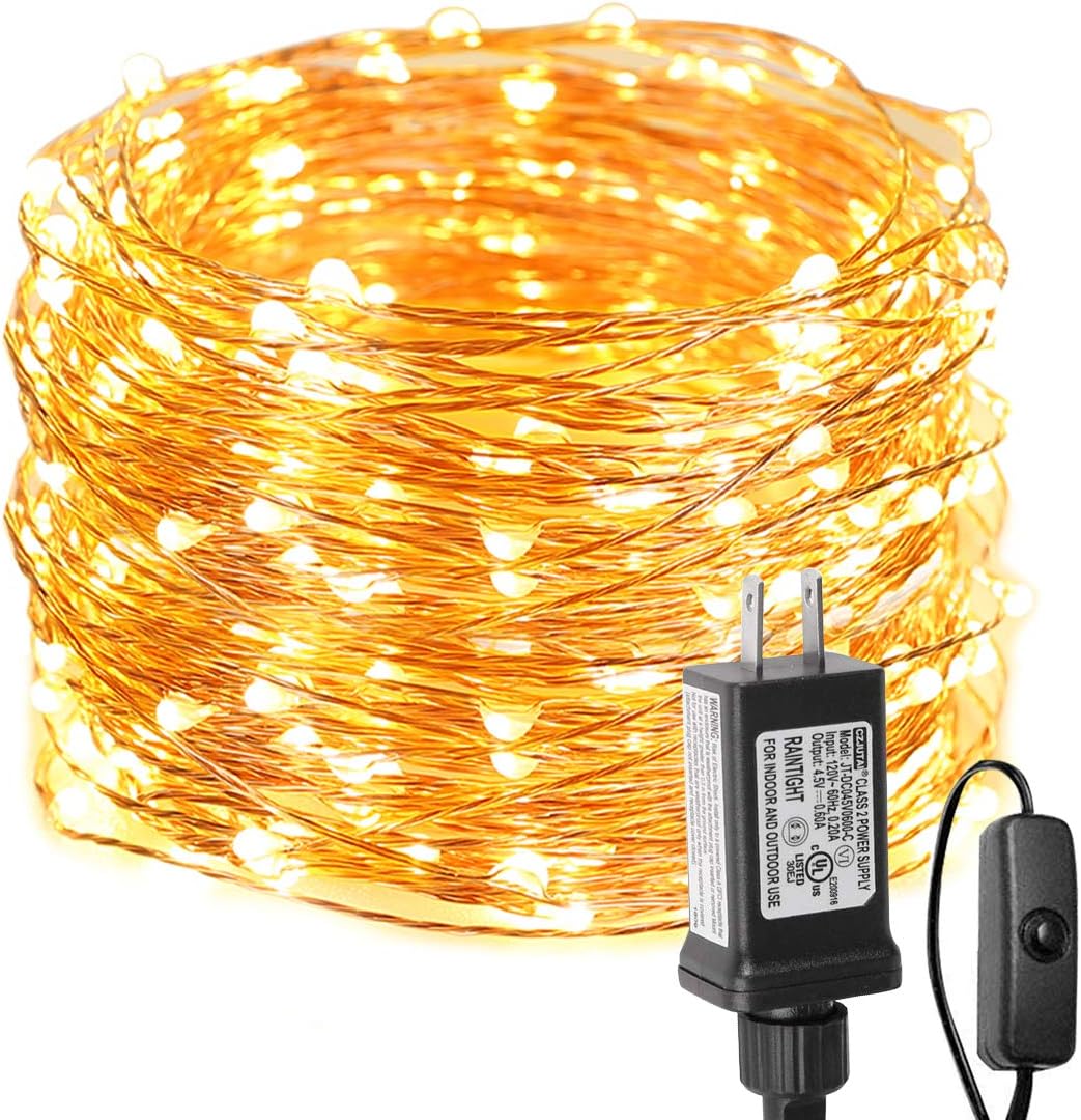 LE Fairy Lights Plug in, 20M 66ft Waterproof String Lights Indoor, Copper Wire, 200 LEDs, 3000K Warm White LED String Lights for Bedroom Decoration, Patio, Wedding, Party, Christmas