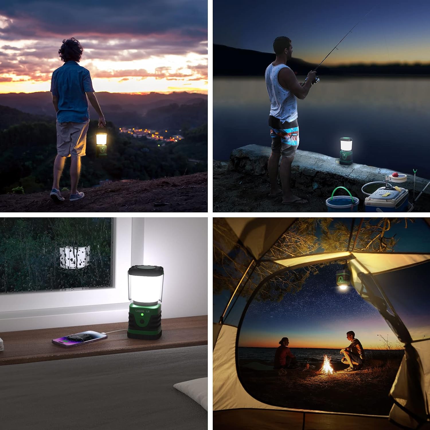 Lepro 1000lm LED Camping Lantern, 4 Light Modes, 4400mAh Power Bank, IP44 Waterproof, Lantern Flashlight for Home, Garden, Hiking, Camping, Emergencies, Hurricanes, Outages, USB Cable Included